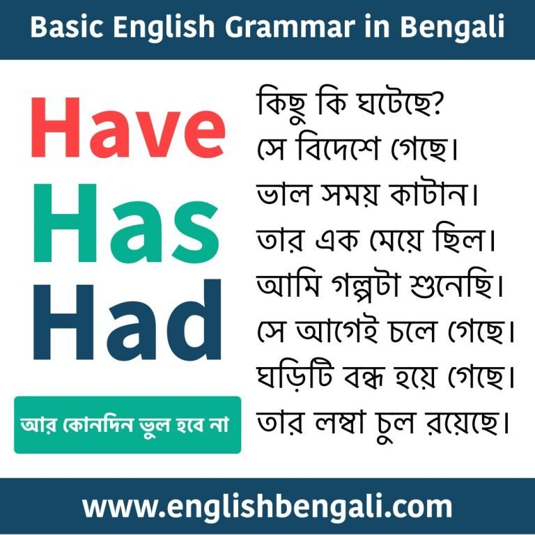 Have Has Had - English Grammar in Bengali