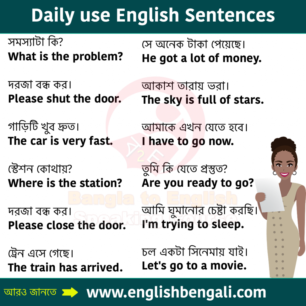50 Spoken English sentences with Bengali Meaning Bengali to English