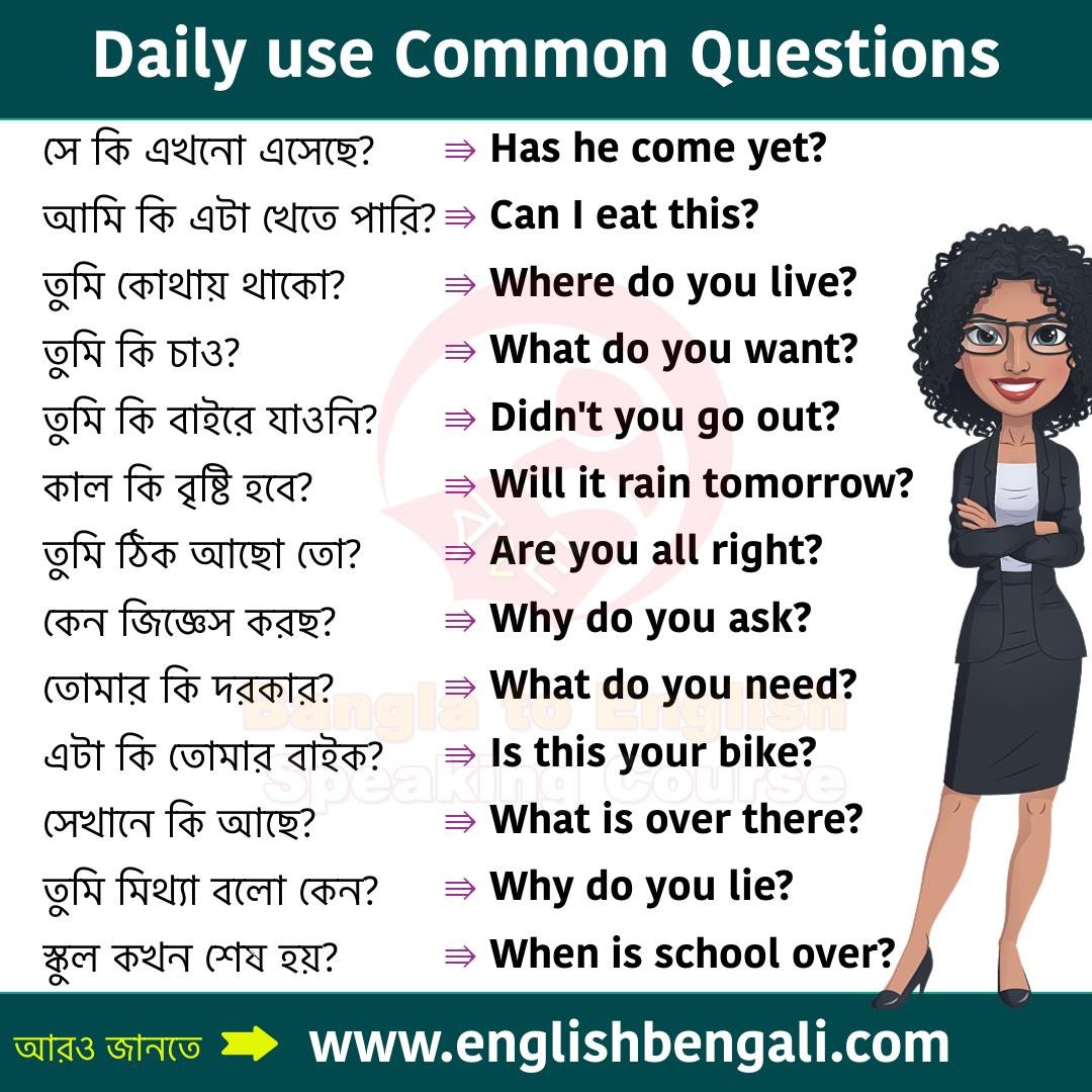 50 Most Common Questions In English Questions Answers