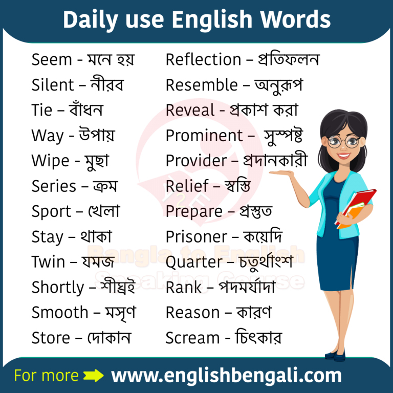 Daily use word meaning English speaking course in Bengali