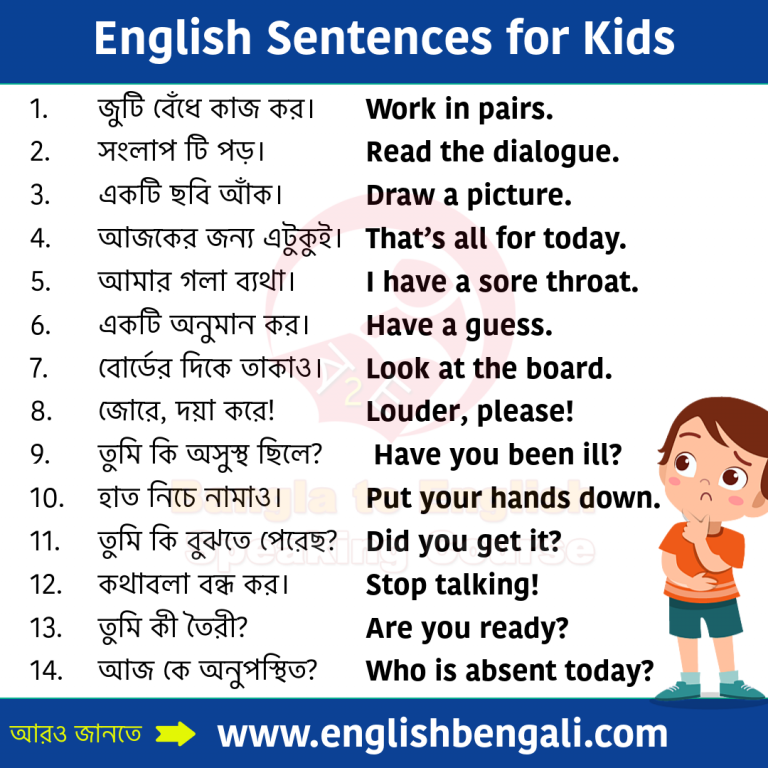 Daily Use English Sentences for Kids
